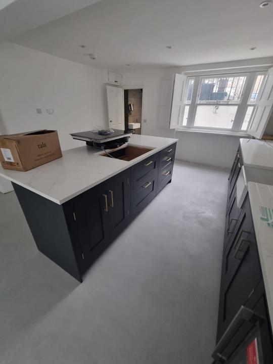 Navy painted kitchen island